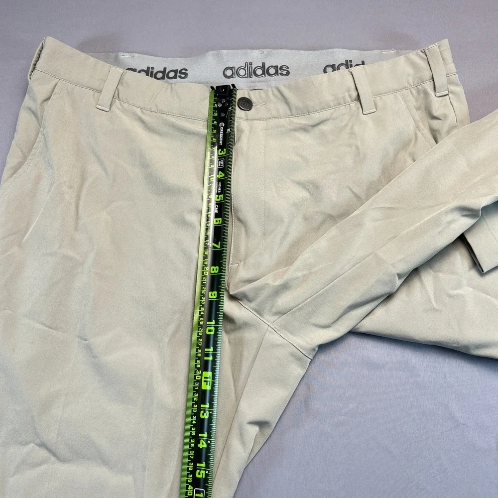 Adidas Pants Mens 38X30 Beige Stretch Mid Rise Straight Leg Golf Performance